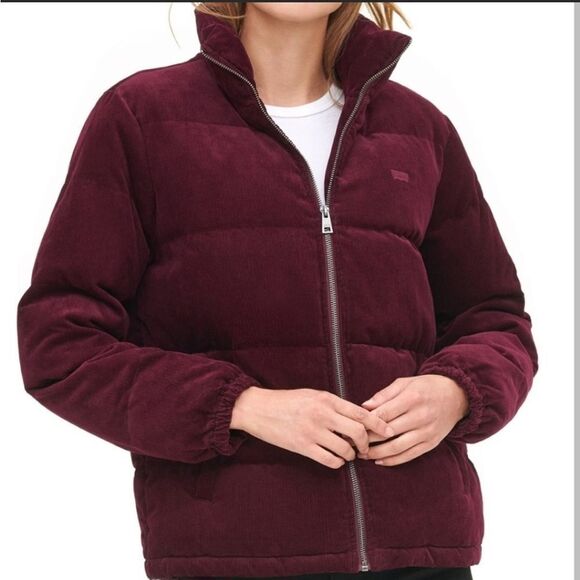Levi’s Maroon corduroy puffer jacket/coat - Picture 2 of 15